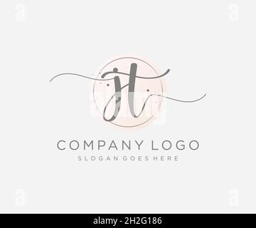 JT feminine logo. Usable for Nature, Salon, Spa, Cosmetic and Beauty Logos. Flat Vector Logo Design Template Element. Stock Vector