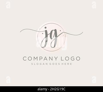JG feminine logo. Usable for Nature, Salon, Spa, Cosmetic and Beauty Logos. Flat Vector Logo Design Template Element. Stock Vector