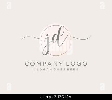 JD feminine logo. Usable for Nature, Salon, Spa, Cosmetic and Beauty Logos. Flat Vector Logo Design Template Element. Stock Vector