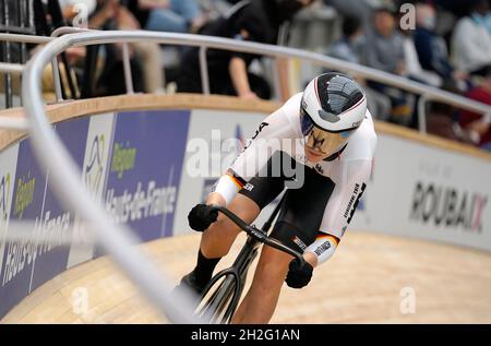 Roubaix, France, October 21, 2021, Lea Sophie Friedrich of Germany in Qualifying Womens Sprint during UCI 2021 Track World Championships on October 21, 2021 at Jean Stablinksi Velodrome in Roubaix, France Credit: SCS/Soenar Chamid/AFLO/Alamy Live News Stock Photo