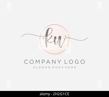 KU feminine logo. Usable for Nature, Salon, Spa, Cosmetic and Beauty Logos. Flat Vector Logo Design Template Element. Stock Vector