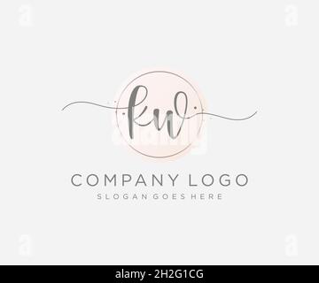 KW feminine logo. Usable for Nature, Salon, Spa, Cosmetic and Beauty Logos. Flat Vector Logo Design Template Element. Stock Vector