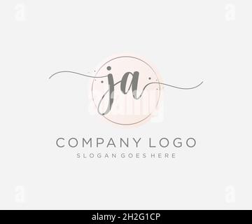 JA feminine logo. Usable for Nature, Salon, Spa, Cosmetic and Beauty Logos. Flat Vector Logo Design Template Element. Stock Vector