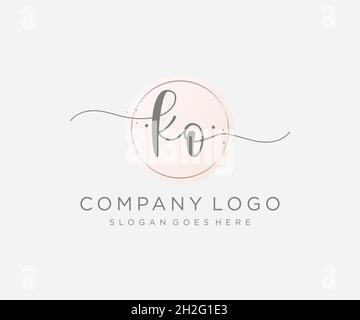 KO feminine logo. Usable for Nature, Salon, Spa, Cosmetic and Beauty Logos. Flat Vector Logo Design Template Element. Stock Vector