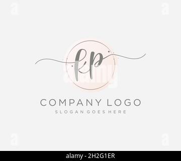 KP feminine logo. Usable for Nature, Salon, Spa, Cosmetic and Beauty Logos. Flat Vector Logo Design Template Element. Stock Vector