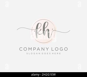KH feminine logo. Usable for Nature, Salon, Spa, Cosmetic and Beauty Logos. Flat Vector Logo Design Template Element. Stock Vector