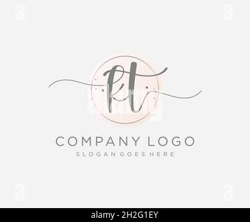 KT feminine logo. Usable for Nature, Salon, Spa, Cosmetic and Beauty Logos. Flat Vector Logo Design Template Element. Stock Vector