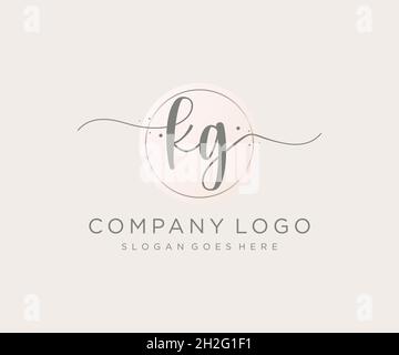 KG feminine logo. Usable for Nature, Salon, Spa, Cosmetic and Beauty Logos. Flat Vector Logo Design Template Element. Stock Vector