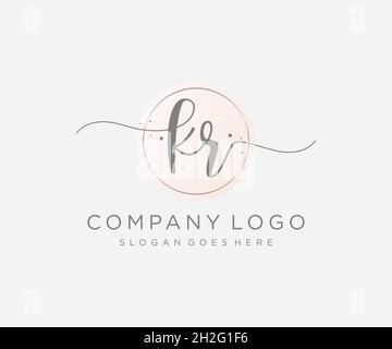 KR feminine logo. Usable for Nature, Salon, Spa, Cosmetic and Beauty Logos. Flat Vector Logo Design Template Element. Stock Vector