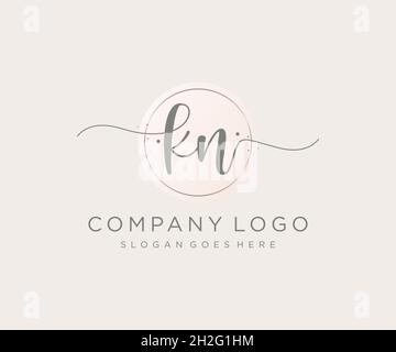 KN feminine logo. Usable for Nature, Salon, Spa, Cosmetic and Beauty Logos. Flat Vector Logo Design Template Element. Stock Vector