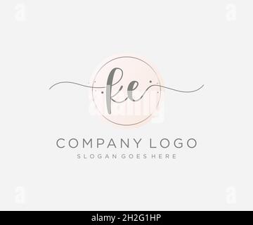 KE feminine logo. Usable for Nature, Salon, Spa, Cosmetic and Beauty Logos. Flat Vector Logo Design Template Element. Stock Vector