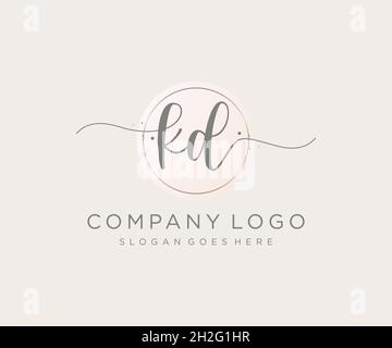KD feminine logo. Usable for Nature, Salon, Spa, Cosmetic and Beauty Logos. Flat Vector Logo Design Template Element. Stock Vector
