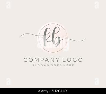 KB feminine logo. Usable for Nature, Salon, Spa, Cosmetic and Beauty Logos. Flat Vector Logo Design Template Element. Stock Vector