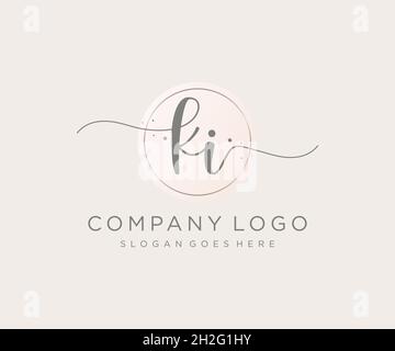 KI feminine logo. Usable for Nature, Salon, Spa, Cosmetic and Beauty Logos. Flat Vector Logo Design Template Element. Stock Vector