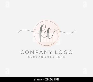KC feminine logo. Usable for Nature, Salon, Spa, Cosmetic and Beauty Logos. Flat Vector Logo Design Template Element. Stock Vector