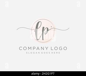 LP feminine logo. Usable for Nature, Salon, Spa, Cosmetic and Beauty Logos. Flat Vector Logo Design Template Element. Stock Vector