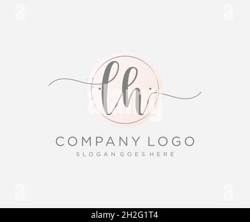 LH feminine logo. Usable for Nature, Salon, Spa, Cosmetic and Beauty Logos. Flat Vector Logo Design Template Element. Stock Vector