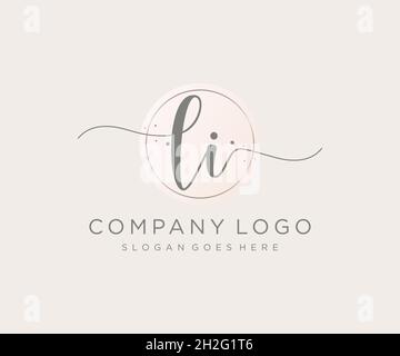 LI feminine logo. Usable for Nature, Salon, Spa, Cosmetic and Beauty Logos. Flat Vector Logo Design Template Element. Stock Vector