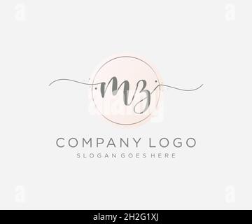 MZ feminine logo. Usable for Nature, Salon, Spa, Cosmetic and Beauty Logos. Flat Vector Logo Design Template Element. Stock Vector