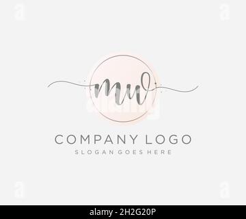 MW feminine logo. Usable for Nature, Salon, Spa, Cosmetic and Beauty Logos. Flat Vector Logo Design Template Element. Stock Vector