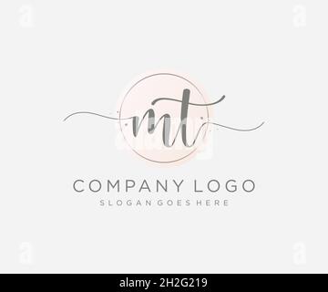 MT feminine logo. Usable for Nature, Salon, Spa, Cosmetic and Beauty Logos. Flat Vector Logo Design Template Element. Stock Vector