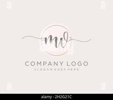 MV feminine logo. Usable for Nature, Salon, Spa, Cosmetic and Beauty Logos. Flat Vector Logo Design Template Element. Stock Vector