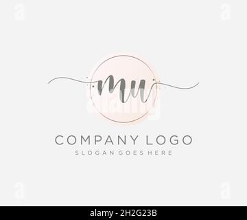 MU feminine logo. Usable for Nature, Salon, Spa, Cosmetic and Beauty Logos. Flat Vector Logo Design Template Element. Stock Vector