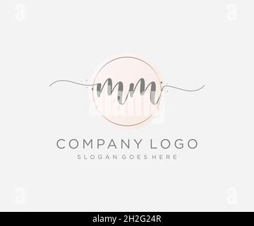 MM feminine logo. Usable for Nature, Salon, Spa, Cosmetic and Beauty Logos. Flat Vector Logo Design Template Element. Stock Vector
