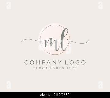 ML feminine logo. Usable for Nature, Salon, Spa, Cosmetic and Beauty Logos. Flat Vector Logo Design Template Element. Stock Vector