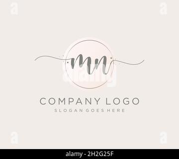 MN feminine logo. Usable for Nature, Salon, Spa, Cosmetic and Beauty Logos. Flat Vector Logo Design Template Element. Stock Vector