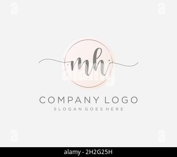 MH feminine logo. Usable for Nature, Salon, Spa, Cosmetic and Beauty Logos. Flat Vector Logo Design Template Element. Stock Vector