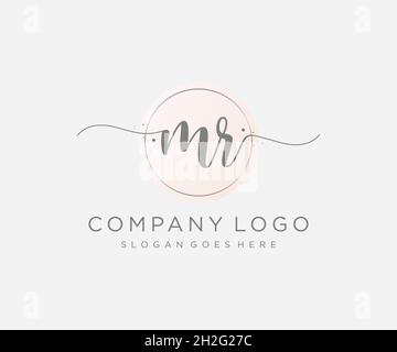 MR feminine logo. Usable for Nature, Salon, Spa, Cosmetic and Beauty Logos. Flat Vector Logo Design Template Element. Stock Vector