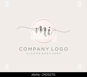MI feminine logo. Usable for Nature, Salon, Spa, Cosmetic and Beauty Logos. Flat Vector Logo Design Template Element. Stock Vector