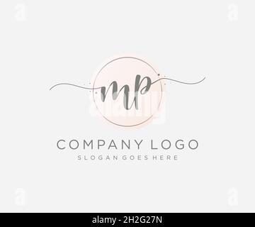 MP feminine logo. Usable for Nature, Salon, Spa, Cosmetic and Beauty Logos. Flat Vector Logo Design Template Element. Stock Vector