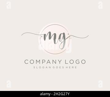 MG feminine logo. Usable for Nature, Salon, Spa, Cosmetic and Beauty Logos. Flat Vector Logo Design Template Element. Stock Vector