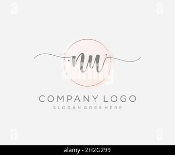 NU feminine logo. Usable for Nature, Salon, Spa, Cosmetic and Beauty Logos. Flat Vector Logo Design Template Element. Stock Vector