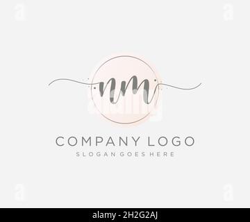 NM feminine logo. Usable for Nature, Salon, Spa, Cosmetic and Beauty Logos. Flat Vector Logo Design Template Element. Stock Vector