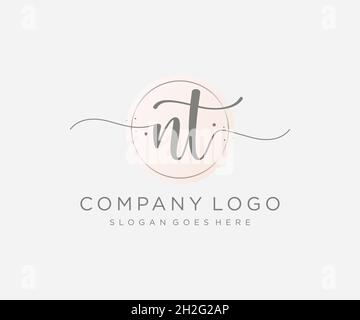 NT feminine logo. Usable for Nature, Salon, Spa, Cosmetic and Beauty Logos. Flat Vector Logo Design Template Element. Stock Vector
