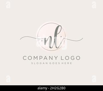 NL feminine logo. Usable for Nature, Salon, Spa, Cosmetic and Beauty Logos. Flat Vector Logo Design Template Element. Stock Vector