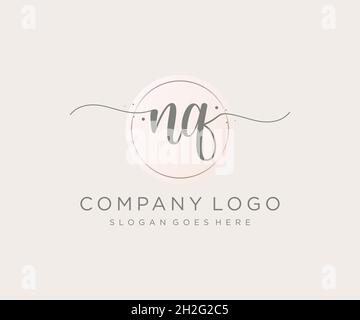 NQ feminine logo. Usable for Nature, Salon, Spa, Cosmetic and Beauty Logos. Flat Vector Logo Design Template Element. Stock Vector