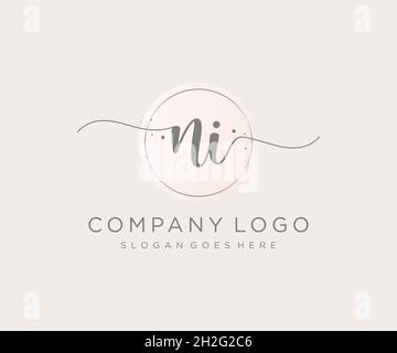 NI feminine logo. Usable for Nature, Salon, Spa, Cosmetic and Beauty Logos. Flat Vector Logo Design Template Element. Stock Vector