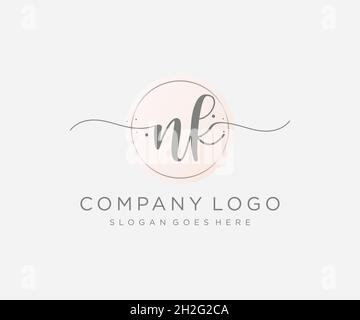 NK feminine logo. Usable for Nature, Salon, Spa, Cosmetic and Beauty Logos. Flat Vector Logo Design Template Element. Stock Vector