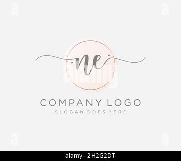 NE feminine logo. Usable for Nature, Salon, Spa, Cosmetic and Beauty Logos. Flat Vector Logo Design Template Element. Stock Vector