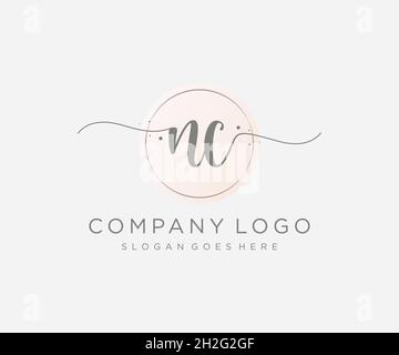 NC feminine logo. Usable for Nature, Salon, Spa, Cosmetic and Beauty Logos. Flat Vector Logo Design Template Element. Stock Vector