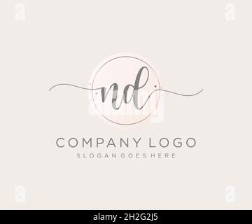 ND feminine logo. Usable for Nature, Salon, Spa, Cosmetic and Beauty Logos. Flat Vector Logo Design Template Element. Stock Vector