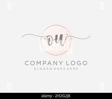 OU feminine logo. Usable for Nature, Salon, Spa, Cosmetic and Beauty Logos. Flat Vector Logo Design Template Element. Stock Vector