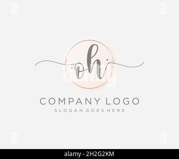 OH feminine logo. Usable for Nature, Salon, Spa, Cosmetic and Beauty Logos. Flat Vector Logo Design Template Element. Stock Vector