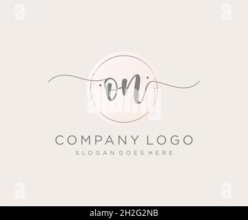 ON feminine logo. Usable for Nature, Salon, Spa, Cosmetic and Beauty Logos. Flat Vector Logo Design Template Element. Stock Vector