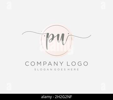 PU feminine logo. Usable for Nature, Salon, Spa, Cosmetic and Beauty Logos. Flat Vector Logo Design Template Element. Stock Vector
