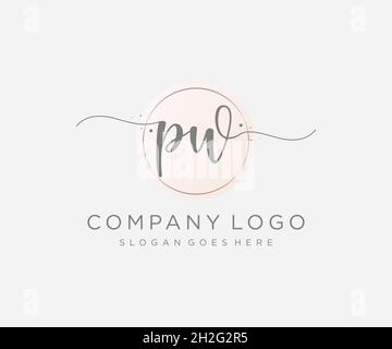 PW feminine logo. Usable for Nature, Salon, Spa, Cosmetic and Beauty Logos. Flat Vector Logo Design Template Element. Stock Vector
